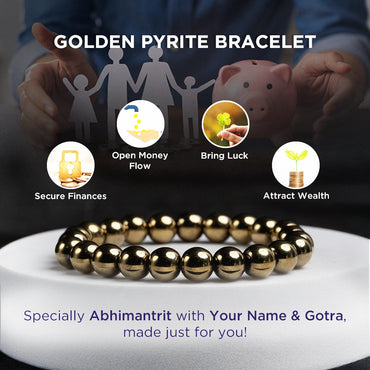 Fame & Fortune Attract: Golden Pyrite Bracelet - Abhimantrit & Certified