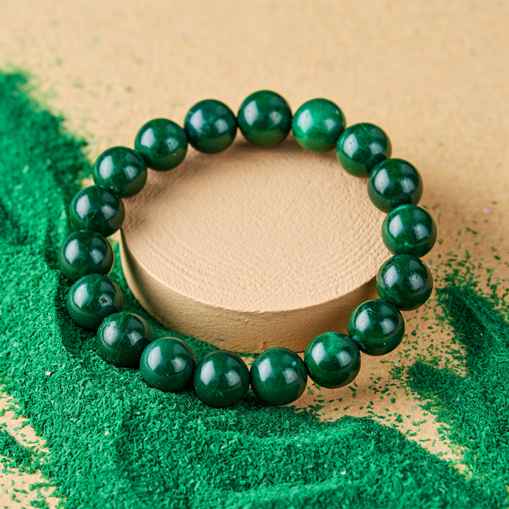Promote Healthy Skin & Improve Digestion: Green Jade Bracelet - Abhimantrit & Certified