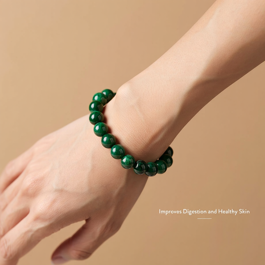 Promote Healthy Skin & Improve Digestion: Green Jade Bracelet - Abhimantrit & Certified