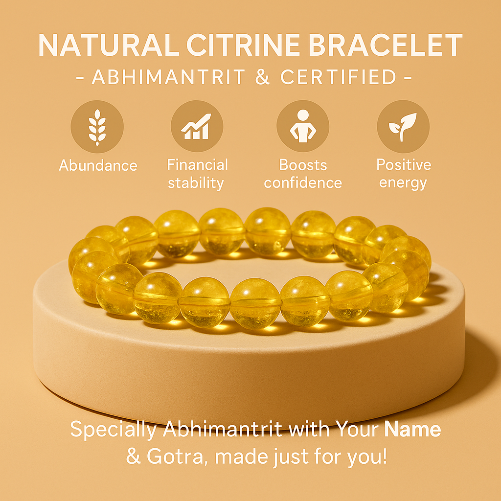 High Financial Status, Success in Job & Profession: Yellow Citrine Bracelet - Abhimantrit & Certified