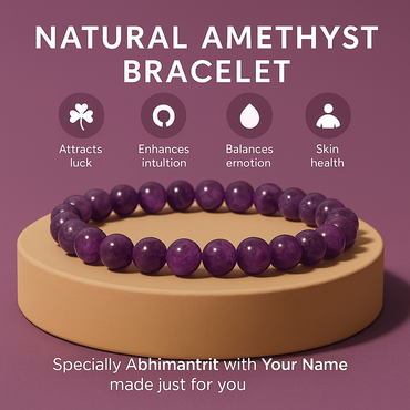 Attract Luck, Enhance Intuition, Improve Health & Skin: Amethyst Bracelet - Abhimantrit & Certified