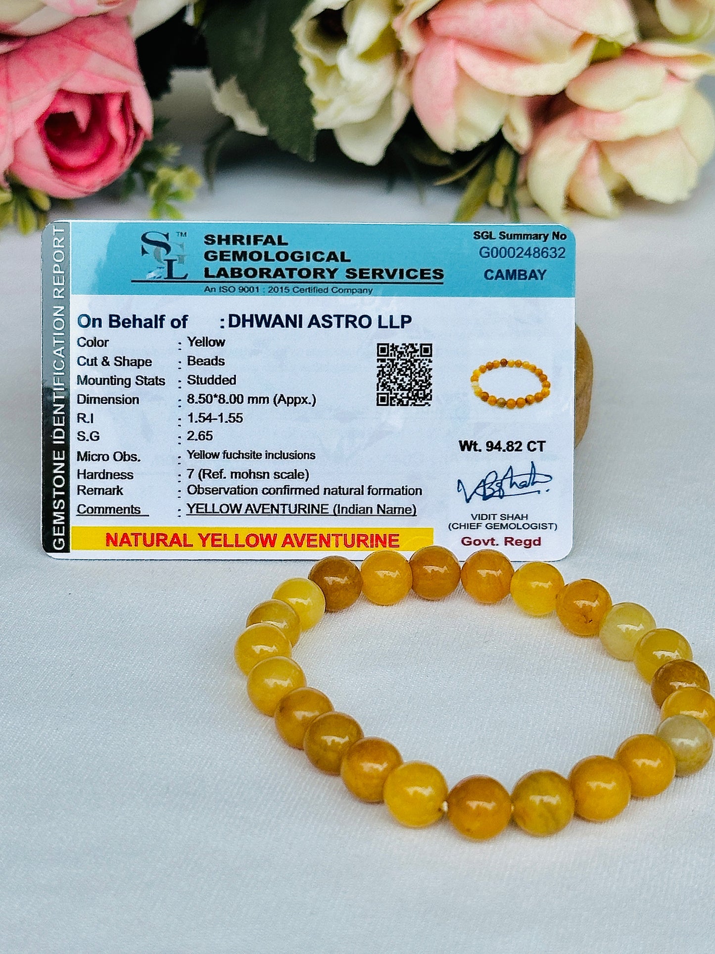 Fulfill Your Desires with Divine Blessings Bracelet (Yellow Aventurine) - Abhimantrit & Certified