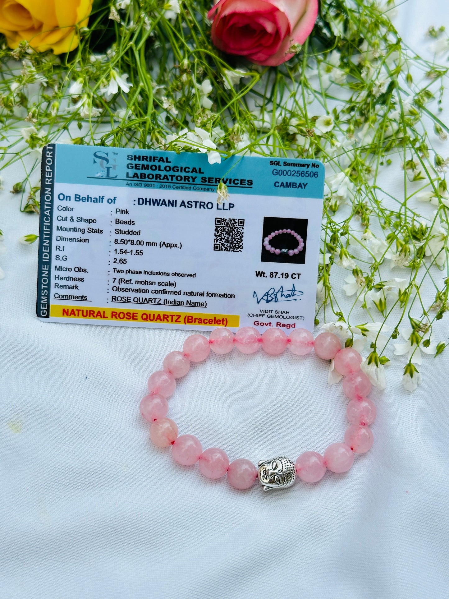 Improve Love, Relationship & Emotional Connection: Rose Quartz Bracelet - Abhimantrit & Certified