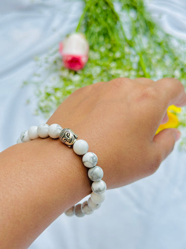 Strengthen Memory, Pain & Stress Relief: Howlite Bracelet - Abhimantrit & Certified
