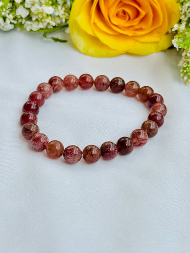 Harmonizes Energy, it activates trust and patience: Strawberry Quartz Stone Bracelet - Abhimantrit & Certified