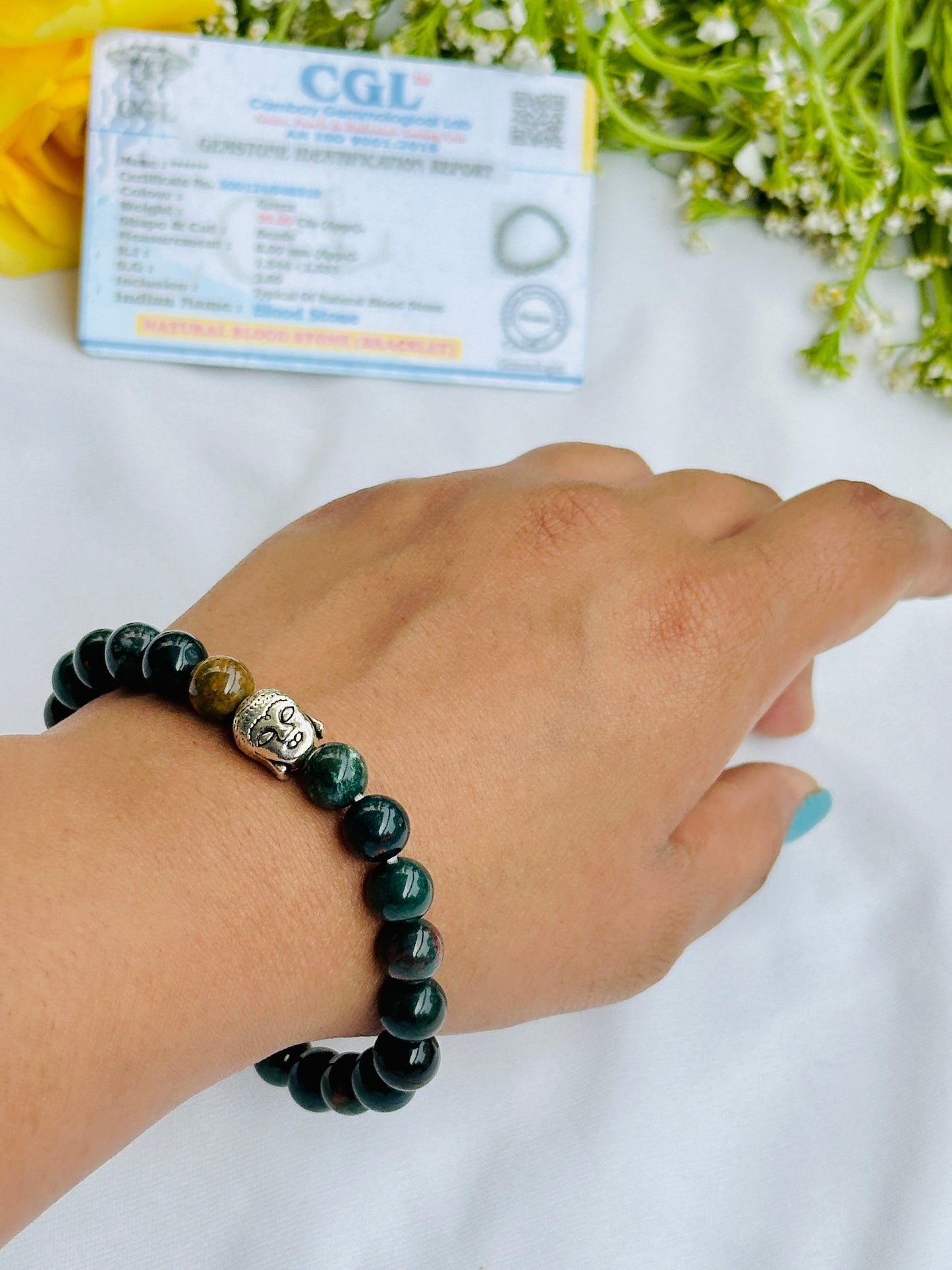 Relief Body Pain (Arthritis Pain) and Improve Immune System: Blood Stone Bracelet - Abhimantrit & Certified