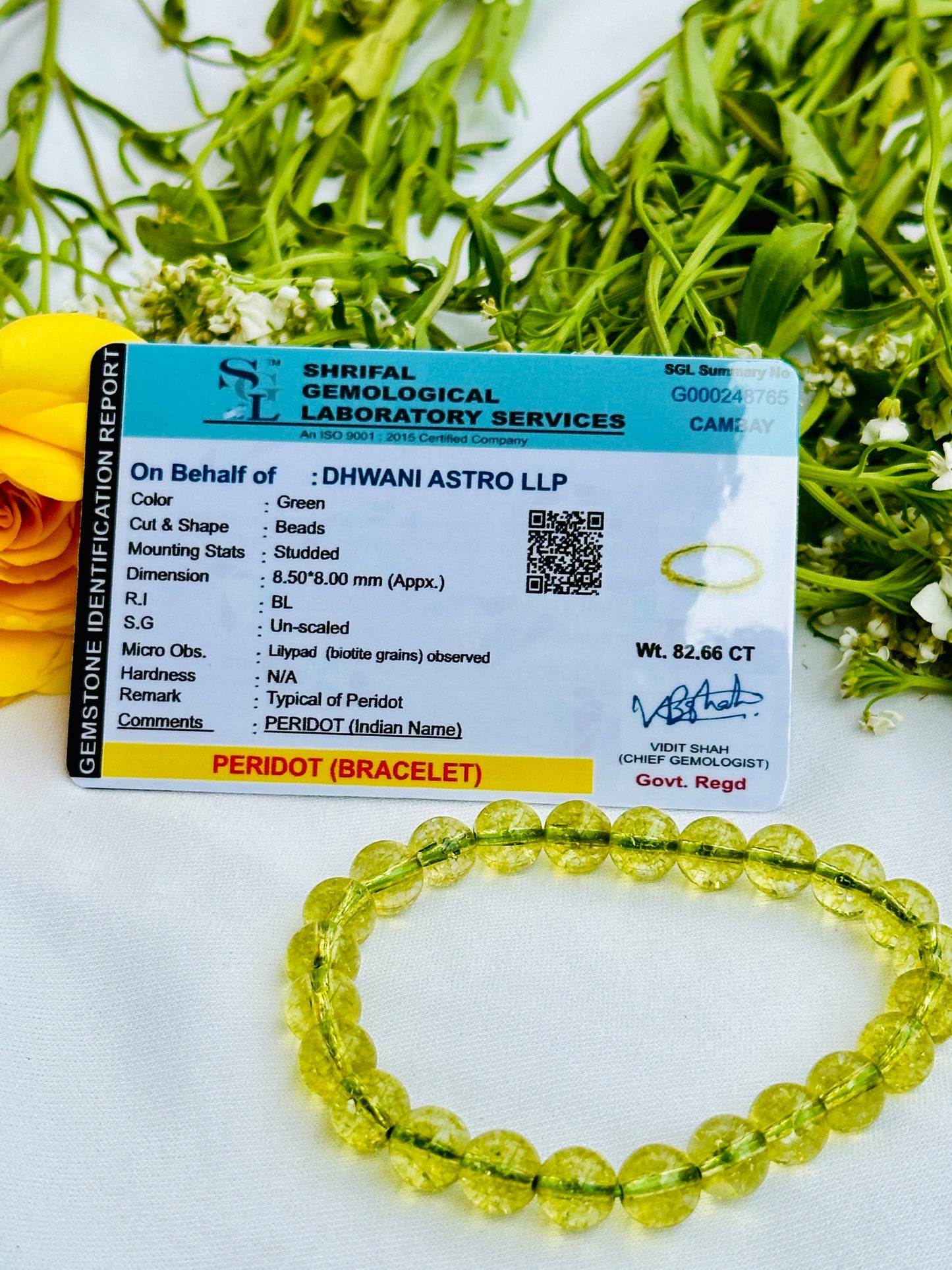 Stress Relieve and Removes Tension: Peridot Bracelet - Abhimantrit & Certified