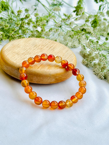 Helps Purify Blood, Lungs, Liver and Heart: Carnelian Bracelet - Abhimantrit & Certified