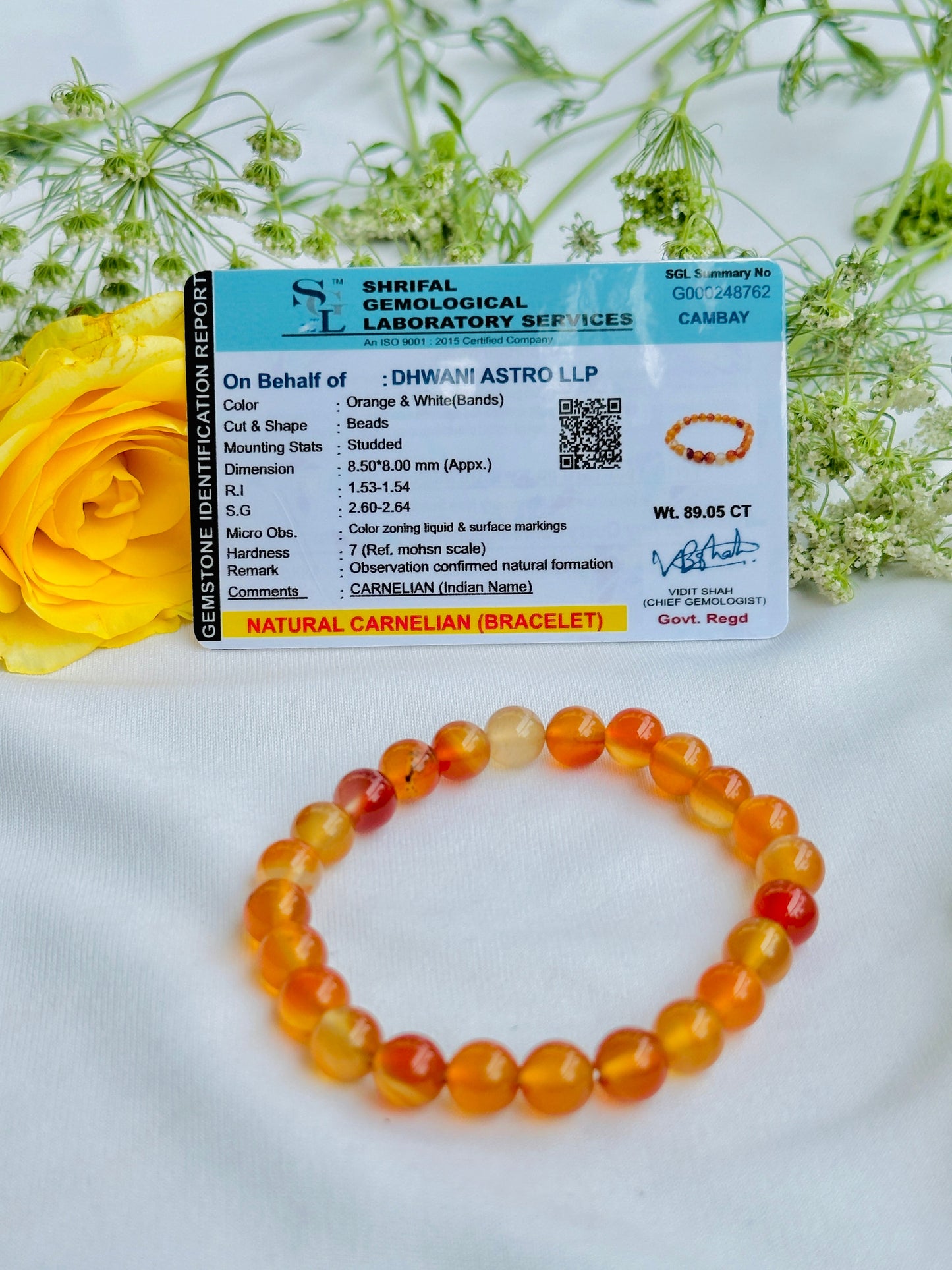 Helps Purify Blood, Lungs, Liver and Heart: Carnelian Bracelet - Abhimantrit & Certified
