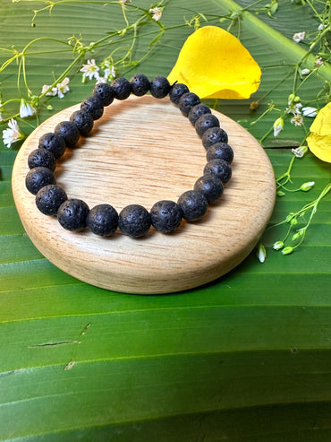 Grounding, Stability and Energy Booster Bracelet: Lava Stone Bracelet - Abhimantrit & Certified