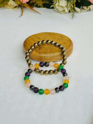 Health and Wealth: Golden Pyrite & Good Health Well Being Bracelet - Abhimantrit & Certified