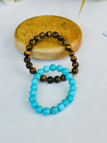 Confidence Booster: Tiger Eye & Turquoise Bracelet - Abhimantrit & Certified