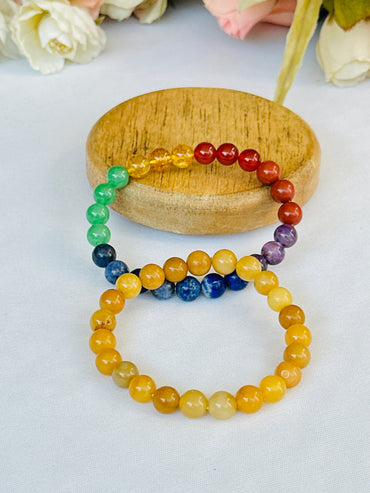 Wish Fulfilment: Yellow Aventurine & Seven Chakra Bracelet - Abhimantrit & Certified
