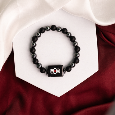 Shiv Netra Bracelet (Hematite, Black Matt Agate & Black Agate Shiva Third Eye) Bracelet - Abhimantrit & Certified
