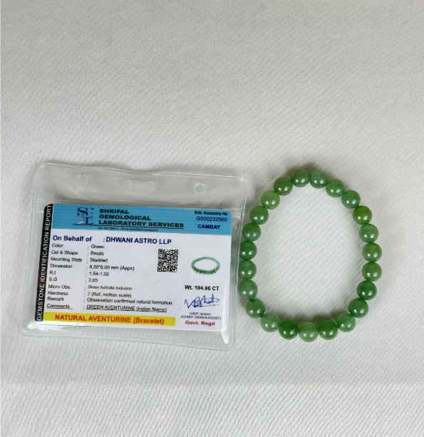 Promotes Wealth Attraction & Money Growth: Green Aventurine Bracelet - Abhimantrit & Certified