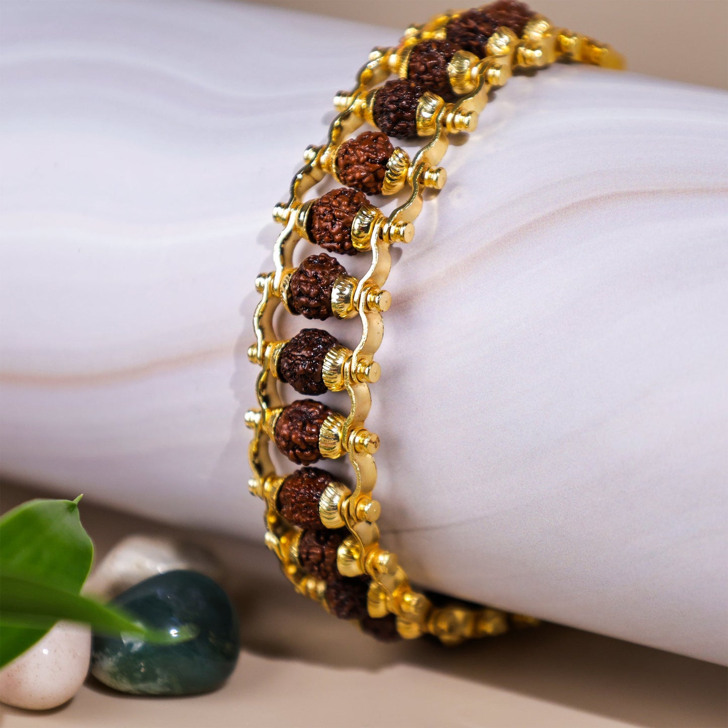 Gold Plated Rudraksha Bracelet - Abhimantrit