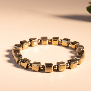 Fame & Fortune Attract: Golden Pyrite Cubical Bracelet - Abhimantrit & Certified
