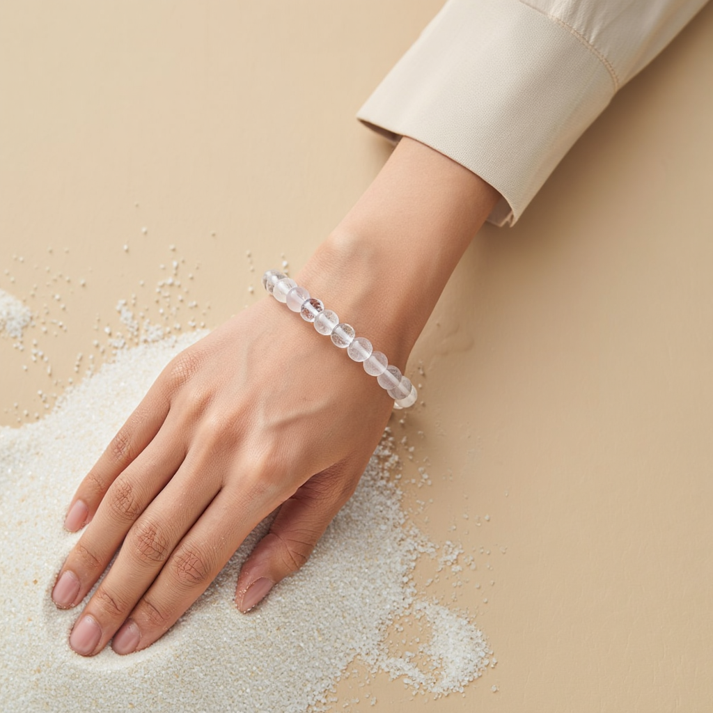 Removes Depression, Anger & Anxiety: Clear Quartz Bracelet - Abhimantrit & Certified