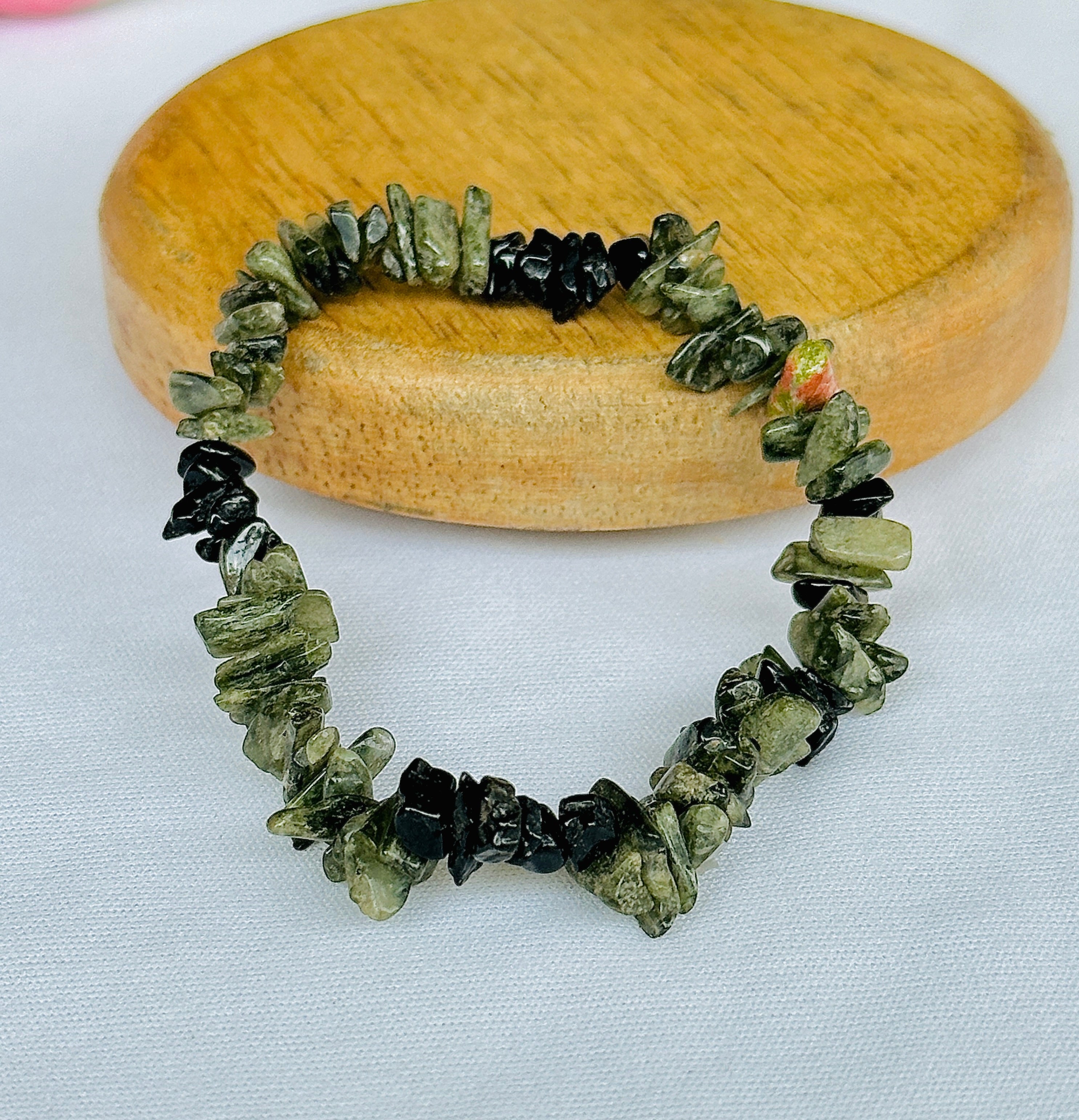 Open your Heart, Foster your love & Understanding: Green Tourmaline Uncut Bracelet - Abhimantrit & Certified
