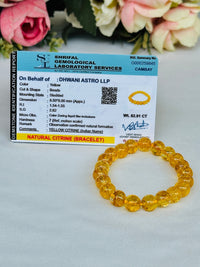 High Financial Status, Success in Job & Profession: Yellow Citrine Bracelet - Abhimantrit & Certified