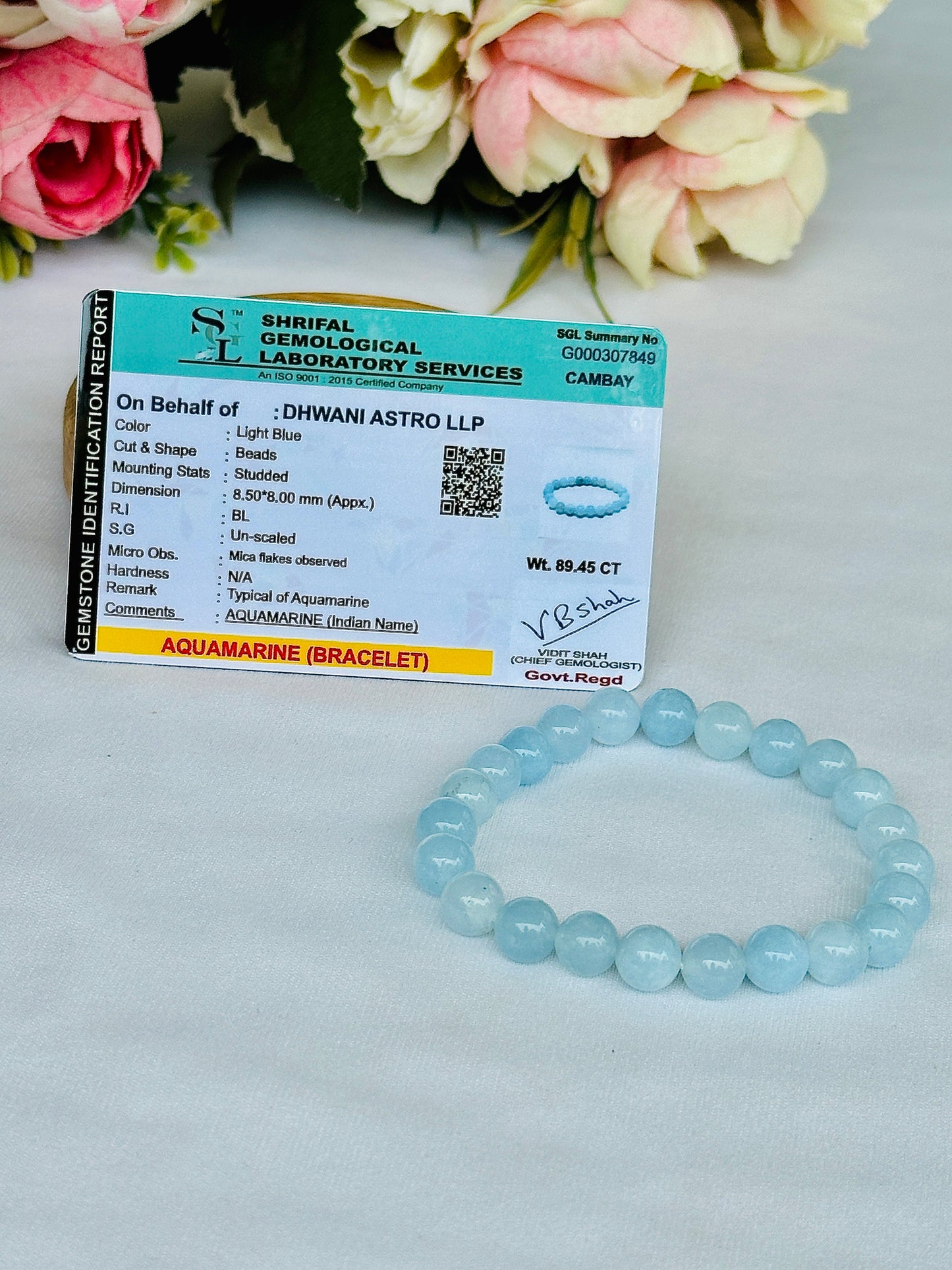 Aqua Marine Bracelet - Abhimantrit & Certified