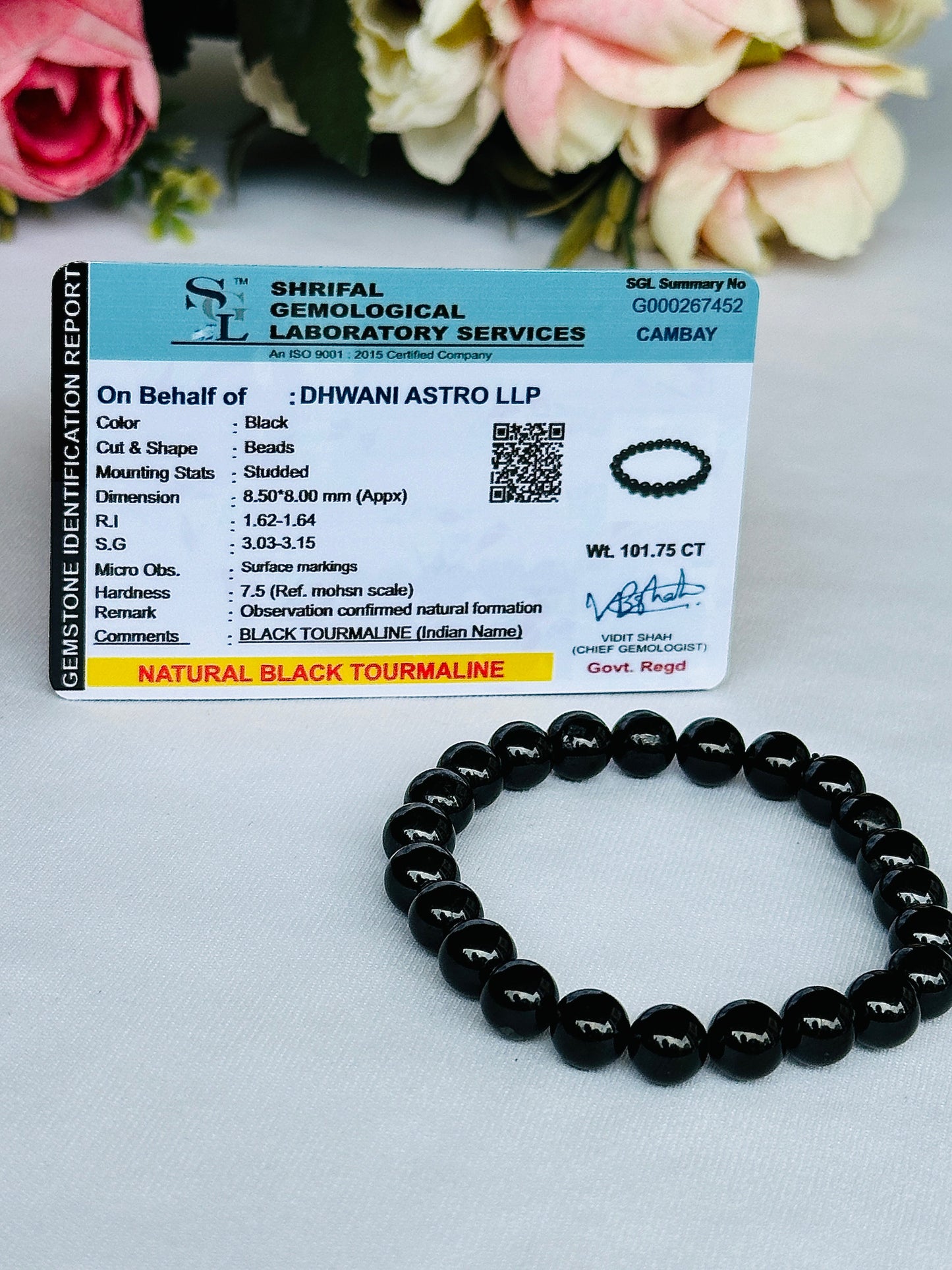 Protect from Psyhic attacks & Negative Engery: Black Tourmaline Bracelet - Abhimantrit & Certified