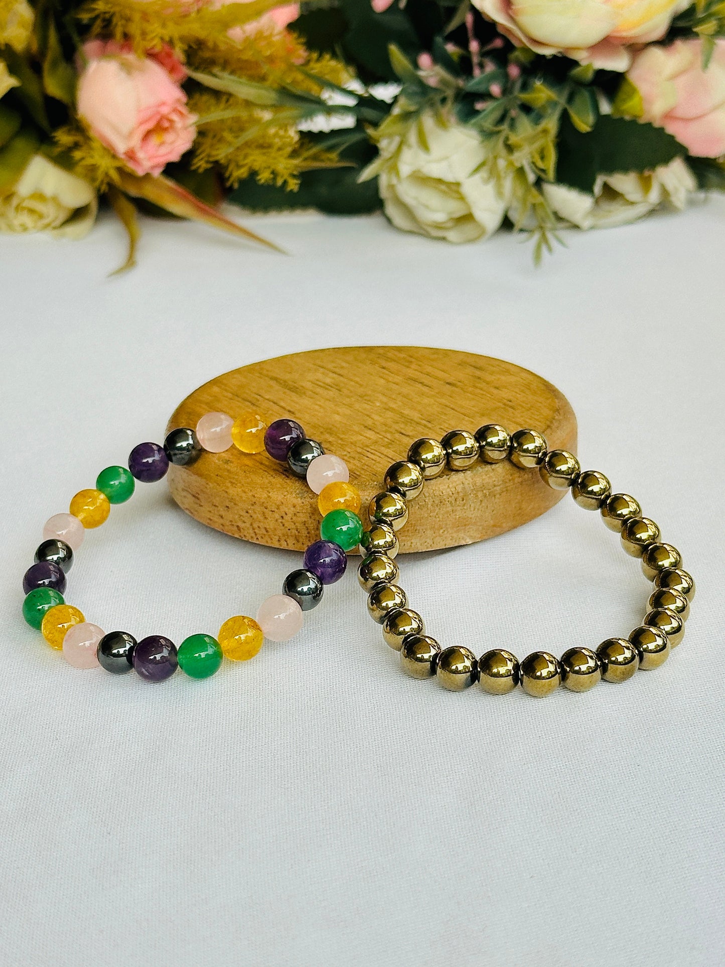 Health and Wealth: Golden Pyrite & Good Health Well Being Bracelet - Abhimantrit & Certified
