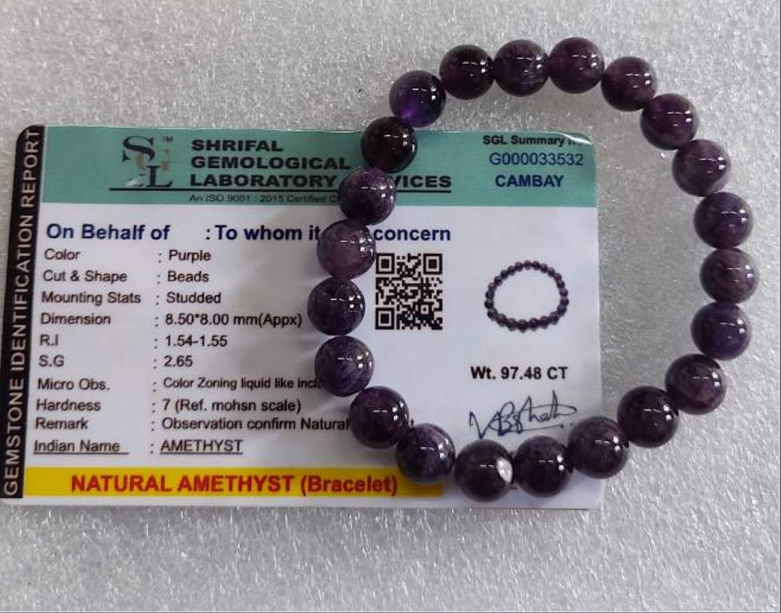Attract Luck, Enhance Intuition, Improve Health & Skin: Amethyst Bracelet - Abhimantrit & Certified