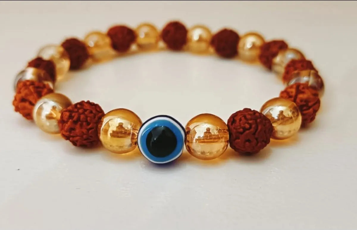 Rudraksha & Citrine Bracelet